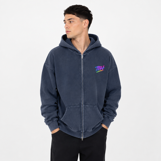 Snow Washed TBH Zip-Through Fleece Hoodie
