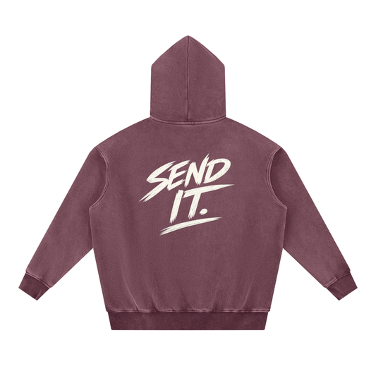 Snow Wash TBH Send It Fleece Oversize Hoodie
