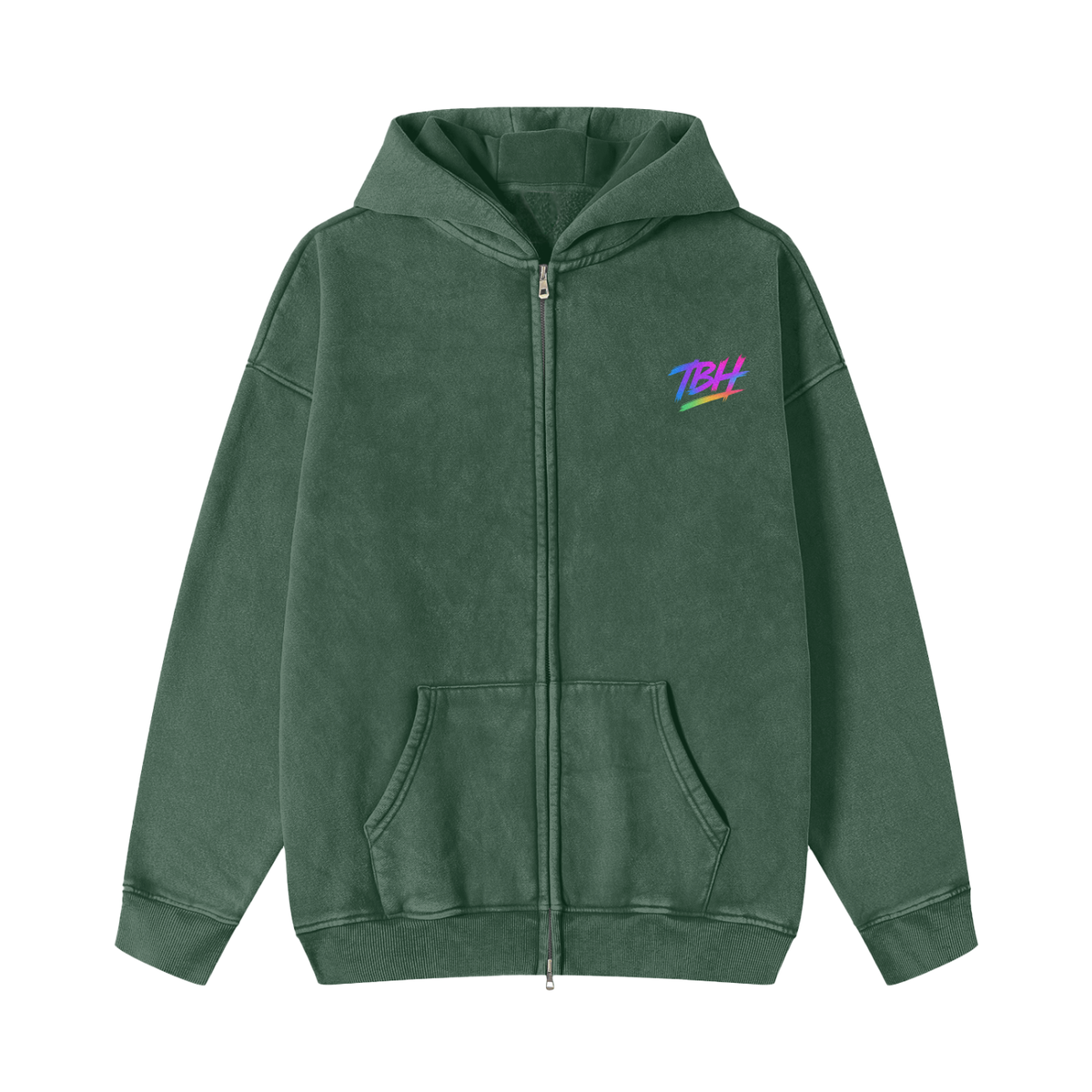 Snow Washed TBH Zip-Through Fleece Hoodie