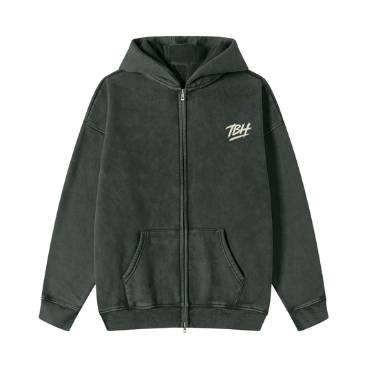Snow Washed TBH Zip-Through Fleece Hoodie