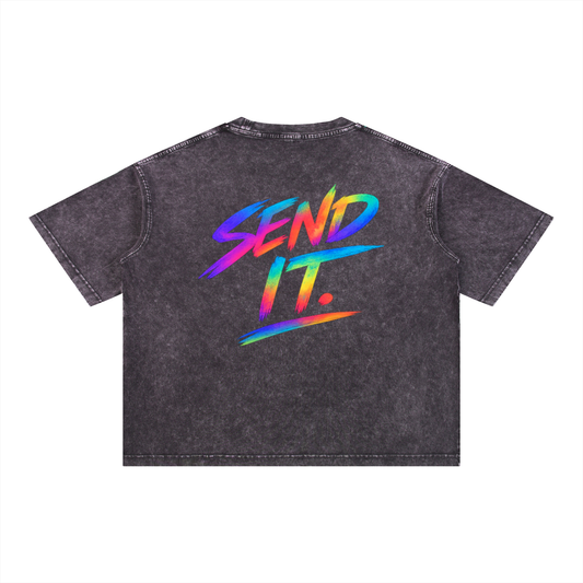 TBH Send It Edge Washed Black Boxy T-Shirt