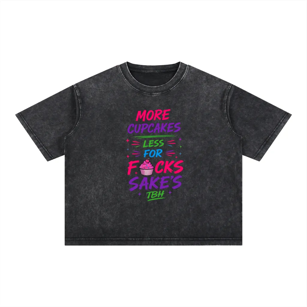 TBH Washed Black Cupcakes Boxy T-shirt