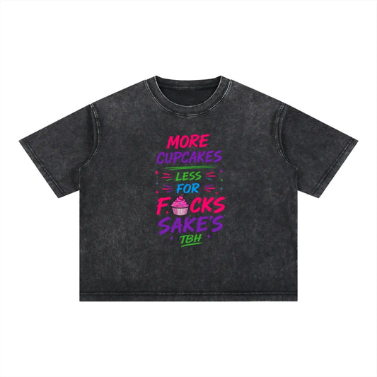 TBH Washed Black Cupcakes Boxy T-shirt