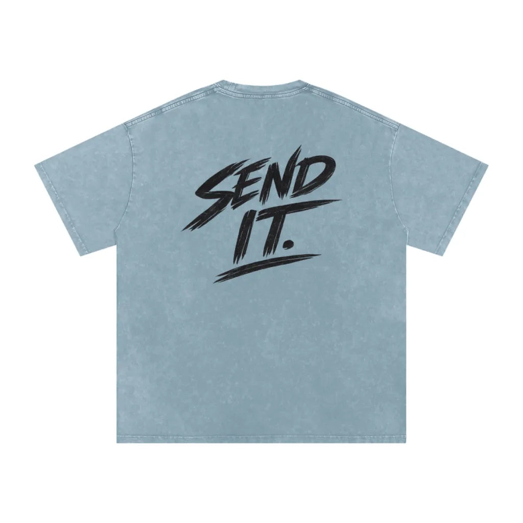 TBH Send It Snow Blue Oversized Washed T-Shirt