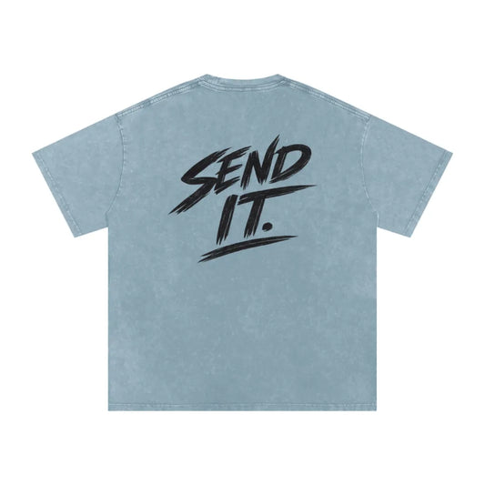 TBH Send It Snow Blue Oversized Washed T-Shirt