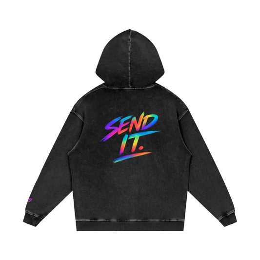 TBH Edge Washed Black Premium Loose Hoodie