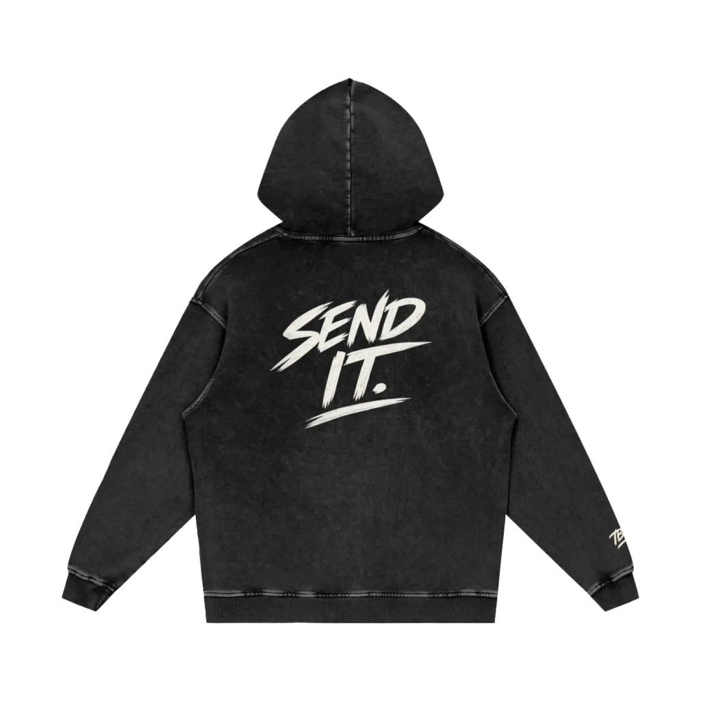 TBH Salty Washed Black Premium Loose Hoodie