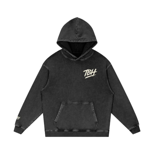 TBH Salty Washed Black Premium Loose Hoodie