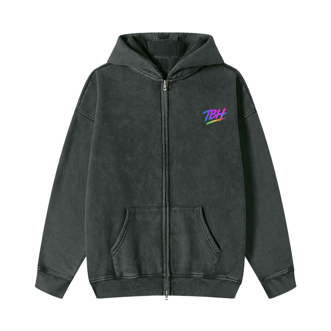 Snow Washed TBH Zip-Through Fleece Hoodie