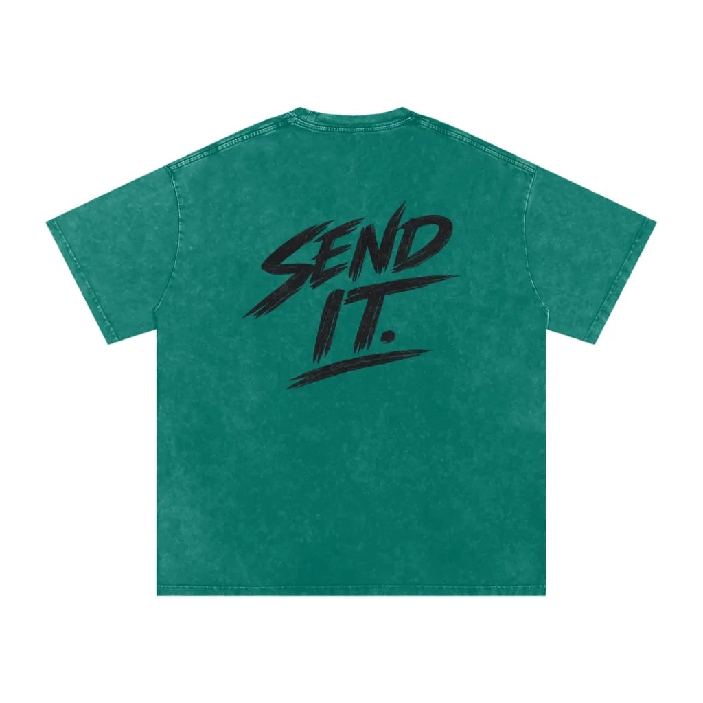 TBH Send It Dark Green Oversized Washed T-Shirt
