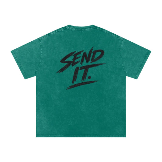 TBH Send It Dark Green Oversized Washed T-Shirt