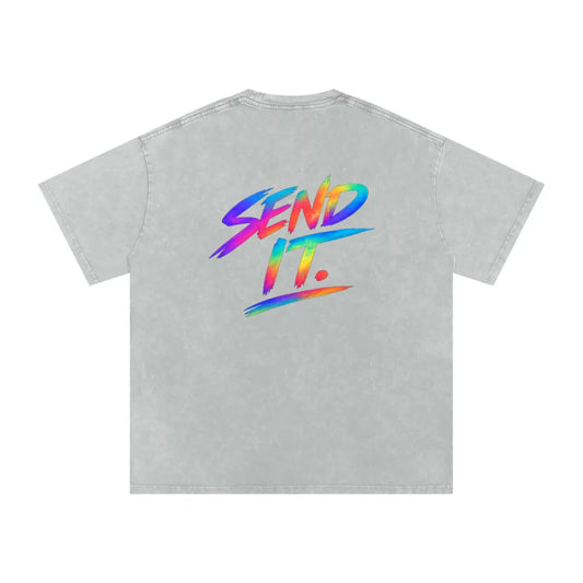 TBH Send It Snow Grey Oversized Washed T-Shirt